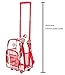 K-Cliffs Rolling Clear Backpack Heavy Duty Bookbag Quality See Through Workbag Travel Daypack Transparent School Book Bags w/Wheels Red
