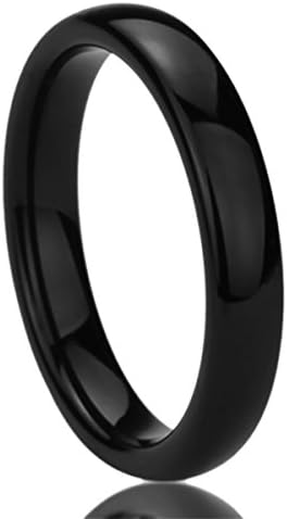 Unisex Women's 4MM Titanium Comfort Fit Wedding Band Ring Black High Polished Classy Domed Ring (5 to 11) - Size: 8.5