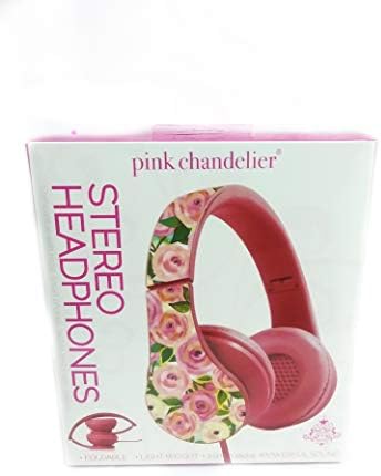 Floral Flower Pink Chandelier Foldable Headphones Lightweight Powerful Sound, Excellent Quality & Loud Bass- for Use with iPhone, Android, Gaming, Tv, Mac, Pc, Mp3-3.5mm Aux Stereo Headphones