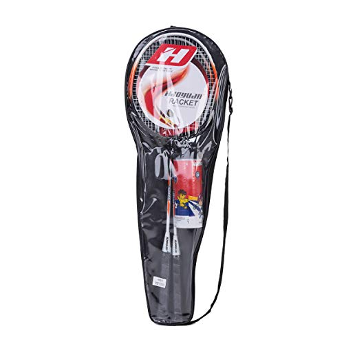 TJ Global Premium Quality Badminton Racquet, Pair of 2 Rackets with 3 Shuttlecocks and Carrying Bag Included, for Professional & Beginner Players, Lightweight Carbon Fiber (Orange)