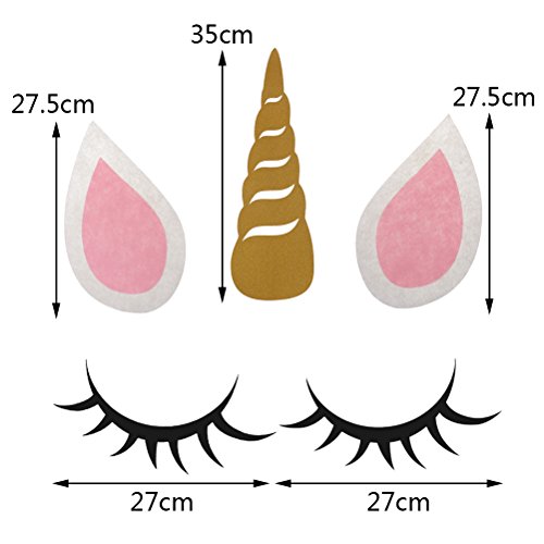 JETTINGBUY 1 Set of Unicorn Background Unicorn Wall Decor, Unicorn Party Decorations Backdrop Large Horn Ears Eyelashes Face Birthday Party Flower (Pattern - 1)