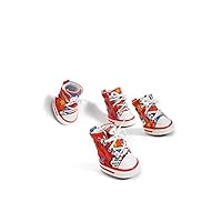 Nothing But Love Pets Medium Dog Sneakers Canvas Shoes for Dachsund Poodle Pug Beagle Mini Schnauzer (Small Medium Size, Orange)