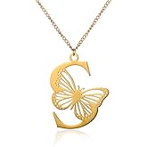 BlingNuts Butterfly Initial Necklace for Women Gold Letter Pendant Love Heart Christmas Birthday Valentine Jewelry