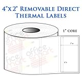 4x2 Direct Thermal Removable Labels for Zebra GC420d GC420t GK420d GK420t GX420d GX420t LP2844 LP2442 TLP2844 ZP450 Barcode Printer - 4 Rolls