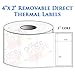 4x2 Direct Thermal Removable Labels for Zebra GC420d GC420t GK420d GK420t GX420d GX420t LP2844 LP2442 TLP2844 ZP450 Barcode Printer - 4 Rolls