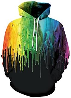 Unisex Realistic Colorful Paint Print Pullover Hoodie Hooded Sweatshirt M