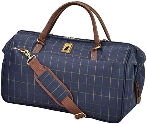 London Fog Kensington II 20″ Wide Mouth Duffle, Navy Window Pane