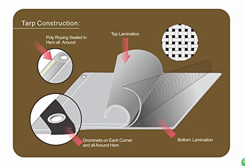 Waterproof Tarp Heavy Duty Hanjet 10 x 12 Feet 9 Mil Thick Material - Great for Tarpaulin Canopy Tent, Boat, RV or Pool, Motorcycle Cover Brown & Sliver