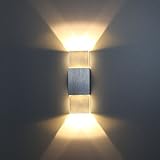 Ginamart 6W Modern LED Up Down Wall Sconce Light Lamp Aluminum with Acrylic Housing Fixture Decorative Lighting Spotlight for Theater Studio Hall Porch Bedroom Bathroom (Warm White)