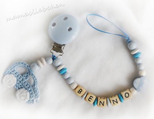 Personalized pacifier clip with wooden letter beads model 1521, handmade by mamasliebchen