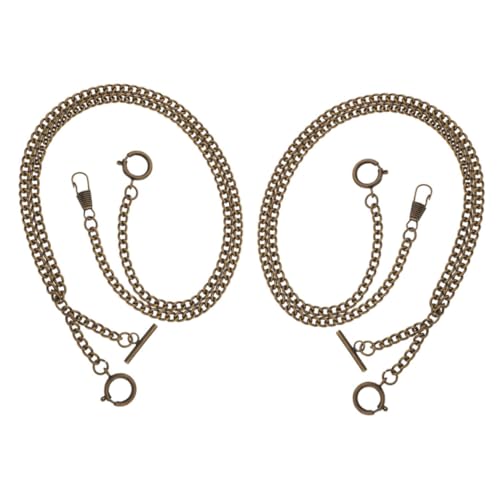 Beavorty 2pcs Vintage Pocket Watch Chain Metal Decorative Hanging Chain for Wallets Clothing Accessories Antique Finish for Jeans and Everyday Wear