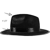 Black Fedora Gangster Hat Costume Accessory - Funny Party Hats (2 Pack - Black & White)