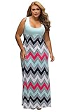 Linsery Womens Plus Size Dresses Elegant Long Skirt Evening Maxi Dress XXL Blue