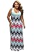 Linsery Women's Plus Size Scoop Neck Tank Top Chevron Zig Zag Stripe Maxi Dress
