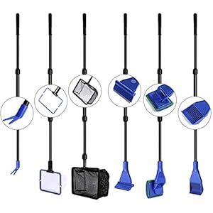 Bedee Fish Tank Cleaning Kit 6 in 1 Aquarium Glass Tank Cleaning kit with Gravel Rake, Algae Scraper, Sponge Brush…