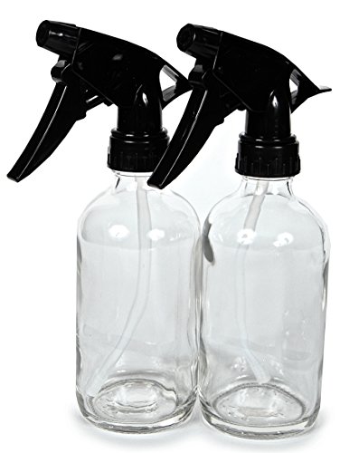 UPC 857836003107, Vivaplex, 2, Large, 8 oz, Empty, Clear Glass Spray Bottles with Black Trigger Sprayers