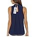 EFINNY Women Chiffon Sleeveless Collar Blouse Tank Shirt Dark Blue 3XL