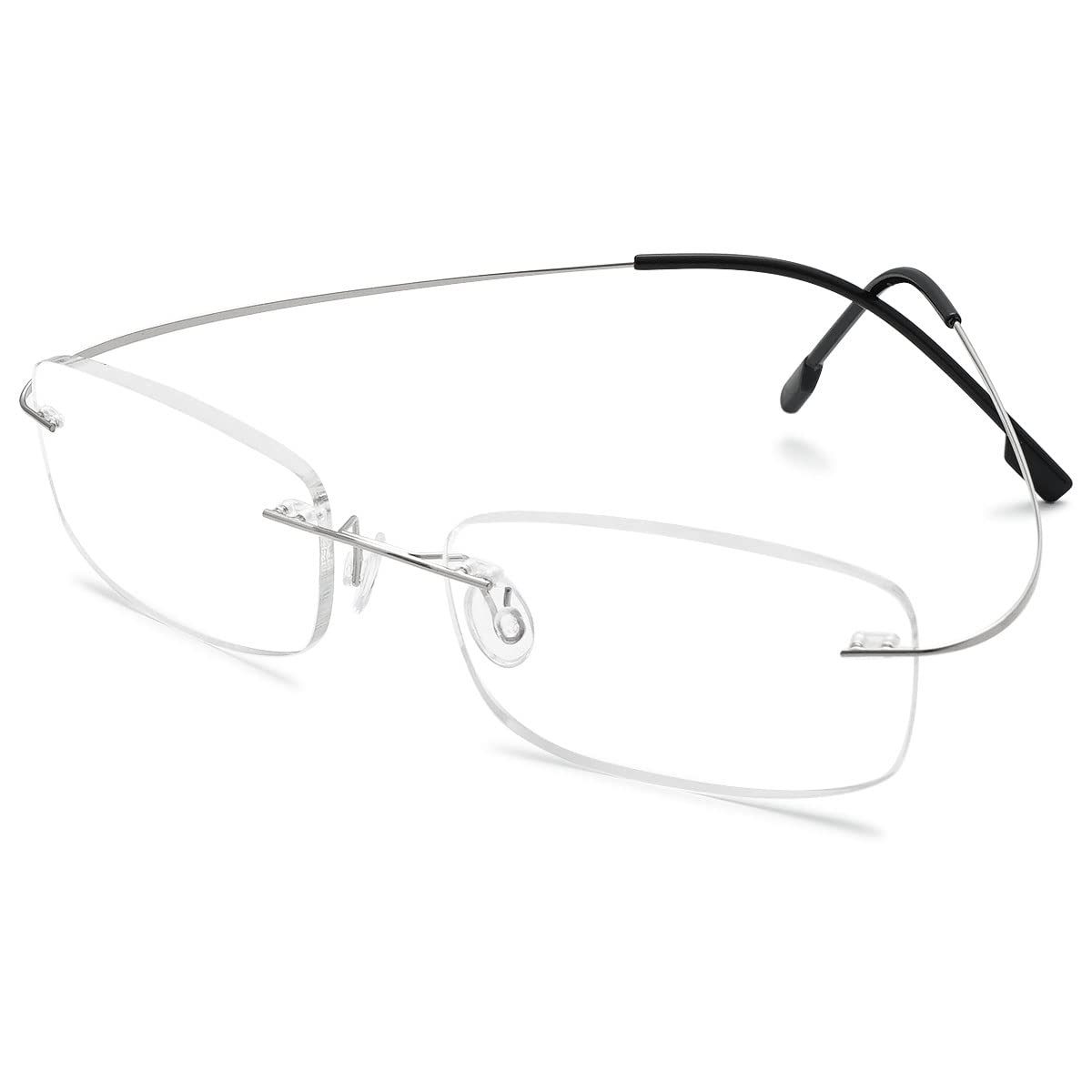 KOOSUFA Rimless Alloy Reading Glasses – Hingeless Lightweight Readers for Men and Women Silver +3.0