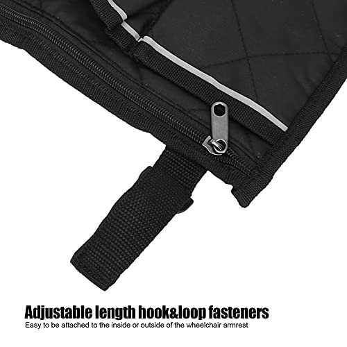 Chair Side Storage Bag Wheelchair Side Bag Waterproof Side Hanging Pouches, Wheelchair Armrest Side Organizer Bag, Travel Messenger Backpack Storage Tote(Black)