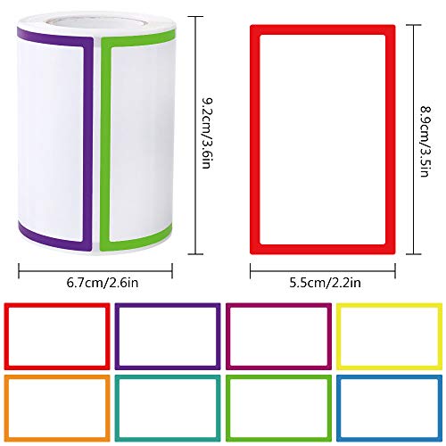 Jpsor 500ct 2 Rolls Plain Name Labels Stickers Colorful Perforated Line Design For School Office