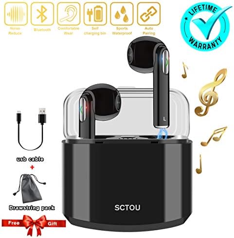 Wireless Earbuds,Bluetooth Earbuds Wireless Earphones Noise Cancelling with Mic Charging Case,Sport Running Mini True Stereo Earbuds Bluetooth Compatible iOS Android Samsung Phones X 8 7