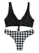 SweatyRocks Women's Sexy Two Piece Bathing Suit Padded Knot Plaid Bikini Set Black M