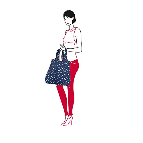 reisenthel Mini Maxi Shopper, Foldable Reusable Shopping Tote with Elastic Band, Spots Navy