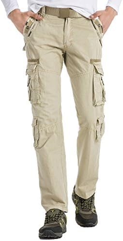 HHGKED Men's Twill Cargo Pants-Khaki-36
