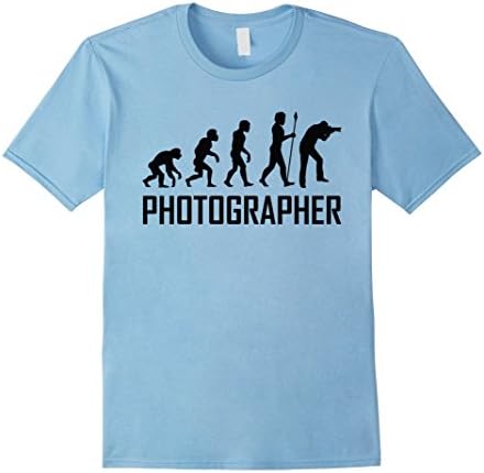 Men's Funny Photography Shirt: Photographer Evolution Large Baby Blue