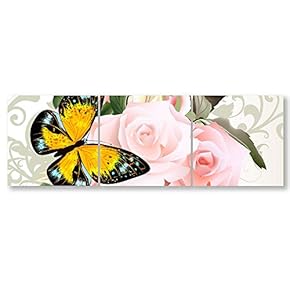 Romantic Flower Home Artwork for Living Room Bedroom x3 Panels