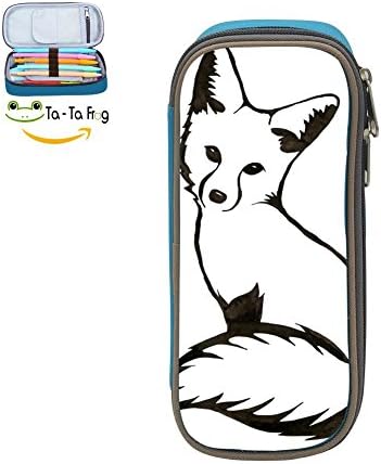 PenStar-Curious Fox Large Capacity Pen Bag Canvas Pencil Case Stationary Box Double Zipper For Students-blue