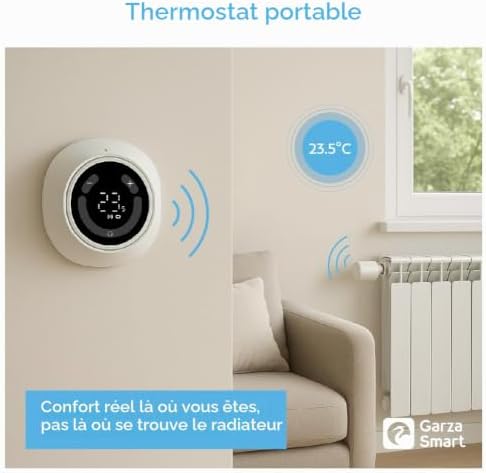 -Thermostat Pack Duo têtes pour radiateur + capteur Portable, Valve thermostatique, contrôle app et Voix,Modes Manuel/Automatique, détection de fenêtres. Nécessite HUB/Bridge ZigBee 3.0
