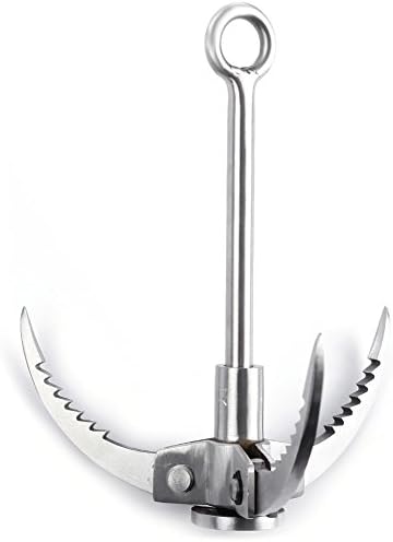 Foldable Grappling Hook Stainless Steel Outdoor Survival Climbing Three Claws Hook for Hiking or Tree Limb Removal(Load 350kg)