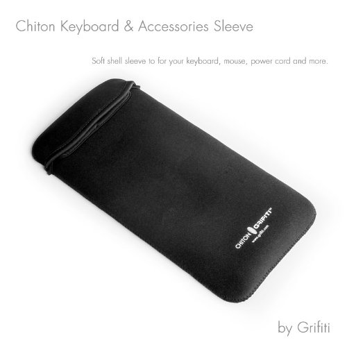 Grifiti Chiton Slim 12 Keyboard Sleeve for Apple Wireless Keyboard, Anker bluetooth, Macally, Logitech bluetooth, GYMLE, Gear Head, Genius, SIIG, Solidtek, Perixx, Verbatim, HP and other 12 Inch Slim Keyboards and Mouse Pocket