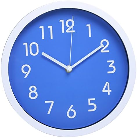 Silent Quartz Decorative Wall Clock with Large Digital Display (Blue)