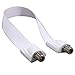 Ancable Window and Door Feed Thru Jumper Cable,1-Pack 1.7ft (52cm) F-Type Female to Female Flat Coax TV Cable Extension Adapter for Antenna,DirectTV and Dish Tailgater,White,Ultra Slim Paper Thin