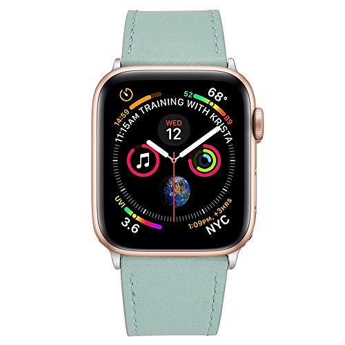 hooroor Leather Bands Compatible Apple Watch Band 38mm 40mm Accessory Replacement Wristband Sport Strap for Iwatch Nike+, Series 4 3 2 1, Edition, Stainless Steel Metal Buckle (Teal-38 mm 40mm)