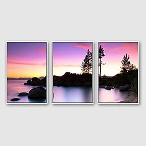 3 Piece Framed Canvas Wall Art for Living Room, Bedroom Lake Tahoe Canvas Prints for Modern Home Decoration Ready to Hang - 16"x24"x3 Panels