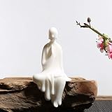 KJYHXX White Ceramic Little Buddha Monk Furniture Handmade Home Deco Buddhism Creative Gift (Worship)