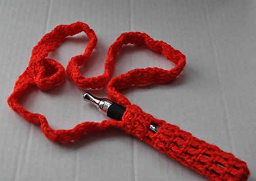Handmade crochet Lanyard for Electronic Cigarette Vaporizer Pen Vaping accessory - Sparkly Red
