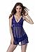 Barelove Women's lace Chemise Babydoll Nightgown Lingerie with Underwire(XL,Bule) Blue