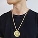 ALEXTINA Men's Stainless Steel Round Muslim Shahada Islam Allah Pendant Necklace with Chain Gold-Tone