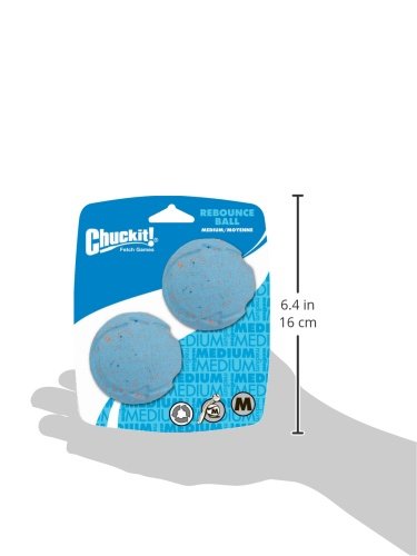 Chuckit! Rebounce Ball Dog Toy - Bouncy Fetch Balls for Dogs 20-60 lbs - Made from Durable Rubber - Outdoor Pet Toys - Size Medium - 2.5-inch Diameter - Pack of 2 - Blue
