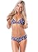 BAWDY Women's Push-Up Twist Top and Mid Rise Bottom Bikini Set, F13521, M