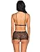 Oheetu Women's Bralette Bra and Panty Set Lace Babydoll Strappy Lingerie Sleepwear