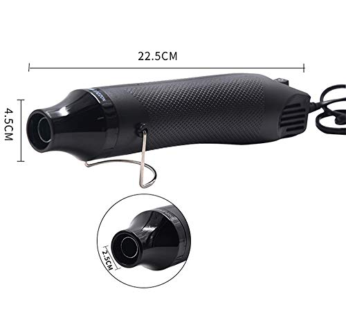 mofa emboss Heat Gun, Hot Air Gun Tools Shrink Gun with Stand For DIY Embossing And Drying Paint Multi-Purpose Electric Heating Nozzle 300W 110V (Black,Black)