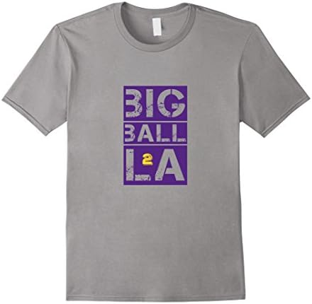 Mens Big Ball LA, Basket Ball Tshirt, LA Novelty Tee Medium Slate