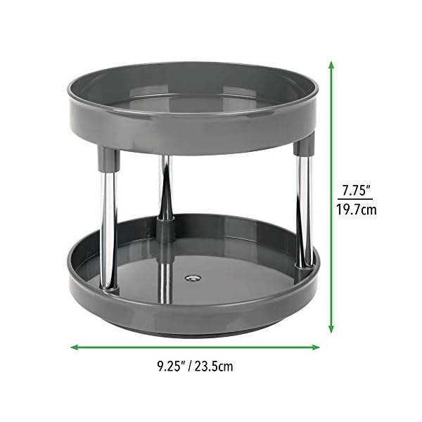 mDesign-Lazy-Susan-Spice-Rack--2-Tier-Kitchen-Storage-Unit-with-Rotatable-Shelving-Made-of-Plastic--Perfect-for-Use-as-Condiment-Holder-Spice-Rack-and-More--Grey mDesign Lazy Susan Spice Rack – 2-Tier Kitchen Storage Unit with Rotatable Shelving Made of Plastic – Perfect for Use as…