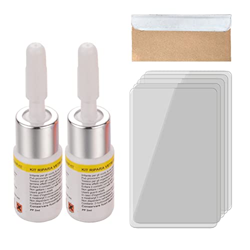 Kit Riparazione Crepe Vetro,Kit di Riparazione per Parabrezza,Kit Riparazione Parabrezza Auto,Parabrezza Auto,Glass Repair Liquido Kit,Auto Finestra Bicchiere Crepa Fritta Parabrezza Riparazione,2pcs