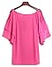 Merryfun Womens Sexy Summer Bat Ruffle Sleeve Cold Shoulder Loose Tunic Tops,Rose L
